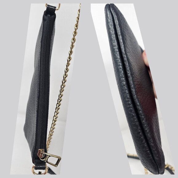 Lodis Emily 5 In 1 Convertible Black Pebbled Leather Chain Strap Crossbody Bag - Picture 4 of 8